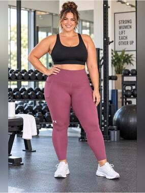 Under Armour Tech HeatGear Fuchsia Ankle Leggings 1X Athleisure Gym Workout